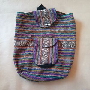 Colorful Woven Backpack Bag Aztec Boho Hippie Festival aesthetic